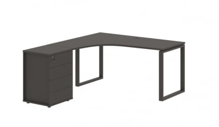 Стол эргономичный с тумбой левый EDIS EQCET 1518 L Мокко