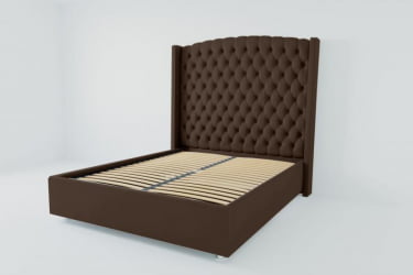 Мягкая интерьерная кровать "Берлин Люкс" с ортопедическими латами (металл) Материал фасада: Искусственная кожа; Спальное место: 900х2000 мм; Цвет фасада: Коричневый; Цвет корпуса: Коричневый 