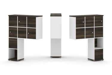 Надставка на стол высокая двухсторонняя + задняя стенка (8 шт.) + распашной фасад (6 шт.) CONCEPT CN.DNV-002 Дуб Мали Белый бриллиант Белый металл