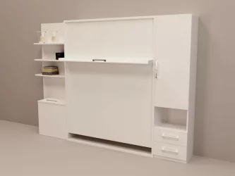 Шкаф-кровать Смарт 1 с полками 1400 левый Венге