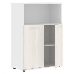 Шкаф с глухими малыми дверьми ЕДИС ЕМCС 85.3 Ясень Траун Белый Белый / EDIS EMCS