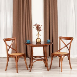 Круглый стол из дерева THONET (mod.T9152) дерево вяз, 80х75 см, Темный Орех (№5)