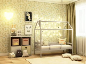 Кровать-домик RooRoom кд-1С с бортиком Серый