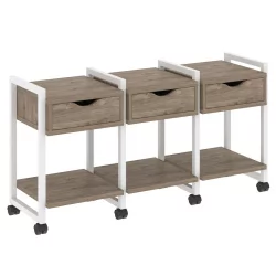 Тумба на колесных опорах наборная. Вариант №4 LOFT VR.L-TN-4.K Металл белый Тиквуд темный