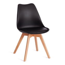 Стул TULIP (mod. 73-1) дерево/пластик/экокожа, 47,5x55x80 см, черный
