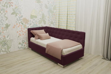 Детская кровать 190 90 ВЕРСАЛЬ БЕЗ ОСНОВАНИЯ (BERHOUSE) Цвет фасада: Красный; Материал фасада: Металл/Велюр; Спальное место: 900х1900