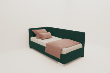 Подростковая кровать ТЕРРА БЕЗ ОСНОВАНИЯ (BERHOUSE) Материал фасада: Металл/Велюр; Спальное место: 900х1900; Цвет: Зеленый