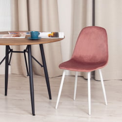 Стул BREEZE (mod. 4724) вельвет/металл, 44 х 53 х 87 см, Coral (коралловый) HLR44 / белый