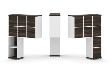 Надставка на стол высокая односторонняя + задняя стенка (8 шт.) + распашной фасад (6 шт.) CONCEPT CN.ONV-008 Дуб Мали Белый бриллиант Белый металл