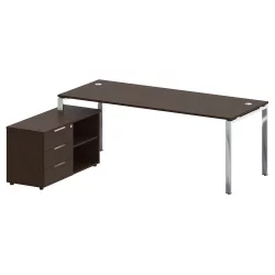 Стол рабочий руководителя с опорной тумбой левый METAL SYSTEM DIRECT БГ.СРТ-6.8 Л Венге Цаво