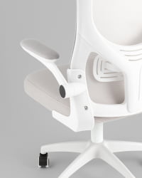 Кресло офисное ТопЧаирс Коре серый с подголовником пластик белый / TopChairs Core