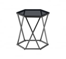 Журнальный столик Круз 48*42 стекло smoke сталь Темный хром