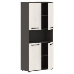 Шкаф с двумя комплектами глухих малых дверей ЕДИС ЕХCС 85.4 Ясень Траун Черный Мокко / EDIS EHCS