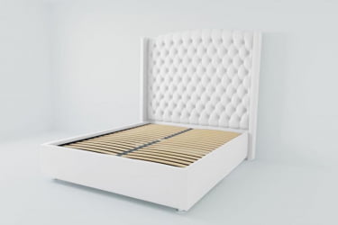 Мягкая интерьерная кровать "Берлин Люкс" с ортопедическими латами (металл) Материал фасада: Искусственная кожа; Спальное место: 900х2000 мм; Цвет фасада: Белый; Цвет корпуса: Белый 