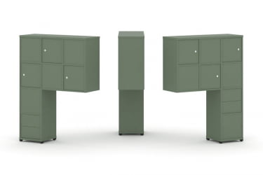 Надставка на стол высокая двухсторонняя + задняя стенка (8 шт.) + блок с 2-мя ящиками (2 шт.) + распашной фасад (6 шт.) CONCEPT CN.DNV-004 Кобо Черный металл