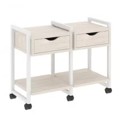 Тумба на колесных опорах наборная. Вариант №1 LOFT VR.L-TN-1.K Металл белый Денвер светлый