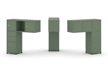 Надставка на стол низкая односторонняя + задняя стенка (5шт.) + блок с 2-мя ящиками (2шт.) + распашной фасад (2 шт.) CONCEPT CN.ONN-004 Кобо Черный металл