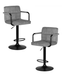 Стул барный ДОБРИН КРУГЕР АРМ БЛАCК (серый вельвет (ЛАР-Е2041-25)) 2 шт / DOBRIN KRUGER ARM BLACK (LAR-E2041-25))