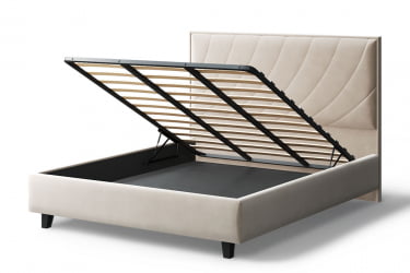 Кровать СОФИЯ 2000*1600мм (на опорах), велюр Бренди лайт 03 (бежевый), (б/основания, б/матраса)