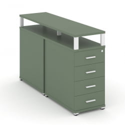 Тумба двухсторонняя опорная приставная с 4-мя ящиками и надставкой CONCEPT CN.DTGO-003 B/W Кобо Белый