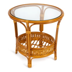 Комплект PELANGI 02/15 ( стол со стеклом + 4 кресла ) [без подушек] ротанг, кресло 65х65х77см, стол диаметр 64х61см, Honey (мед)