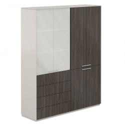 Шкаф высокий двойной Атлас НЗ-0301+НЗ-0312.ГС.БТ Серый камень Бренсон Трюфель / Atlas NZ-0301+NZ-0312.GS.BT