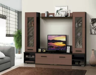 Набор мебели для гостиной Грация 1.5 МДФ матовый Венге/Смола белая