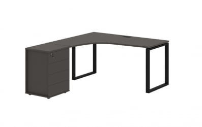 Стол эргономичный с тумбой левый ЕДИС ЕКCЕТ 1518 Л Мокко Черный / EDIS EQCET L