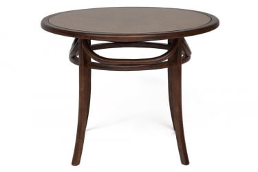 Круглый стол из стекла THONET(mod.T9032-100) дерево береза/стекло, диаметр 100 см, высота 76 см, Темный Орех