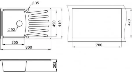 Кухонная мойка ГРАНУЛА 8001 Шварц / GRANULA