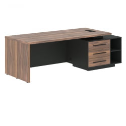 Стол руководителя правый VELION VENEER VRCT 2390 R Американский орех Яшма черная