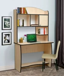 Письменный стол с полками компьютерный №4 Ясень Шимо светлый/Венге