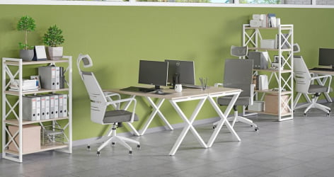 Стеллаж на колесных опорах - 4 полки LOFT  VR.L-MST.K-4.4V Металл белый Денвер светлый