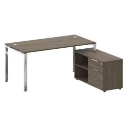 Стол рабочий руководителя с опорной тумбой левый METAL SYSTEM DIRECT БГ.СРТ-4.8 Пр Вяз Благородный