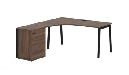 Стол эргономичный с тумбой (левый) EDIS ELCET 1518 L Дуб Денвер темный Черный