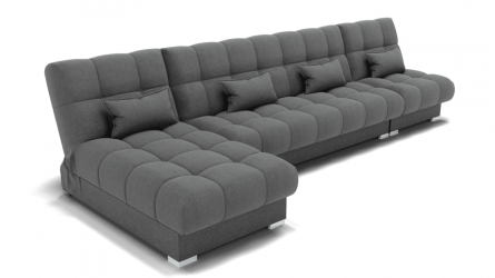 Диван Фиеста-3 угол левый/правый (ЗР) Цвет фасада: Светло серый; Тип: Левый/правый; Материал фасада: Металл/Велюр