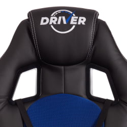 Кресло DRIVER (22) кож/зам/ткань, черный/синий, 36-6/TW-10