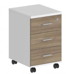 Тумба мобильная с тремя ящиками Sigma SG.611.WH.OD.M Белый Дуб темный