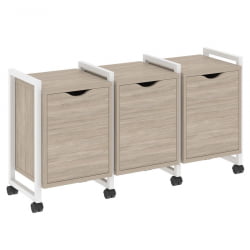 Тумба на колесных опорах наборная. Вариант №5 LOFT VR.L-TN-5.K Металл белый Дуб Аттик
