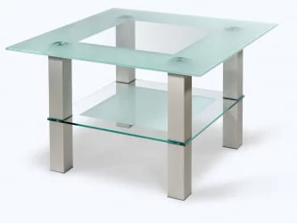 Квадратный стол Кристалл 1 Алюминий/прозрачное