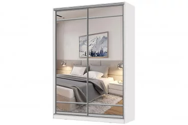 Белый шкаф-купе с зеркалом Виктория 1600х584х2300, Белый 16ДЗЗЗДЗЗЗ-Б 310-294