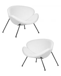 Кресло дизайнерское ДОБРИН ЕМИЛЙ (белый (букле) ткань, черное основание) 2 шт / DOBRIN EMILY