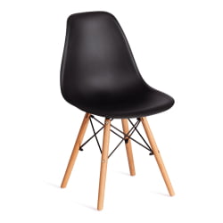 Кухонный стул CINDY (EAMES) (mod. 1801) дерево бук/металл/сиденье пластик, 45x51x82 см, Black (черный)
