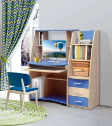 Письменный стол с надстройкой компьютерный №1 Клен/Ярко-розовый