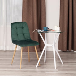 Стул CHILLY (mod. 7094-1) вельвет/металл, 44,5х52,5х86 см, dark green (темно-зеленый) HLR57 / натуральный