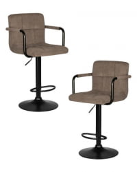 Стул барный DOBRIN KRUGER ARM BLACK (какао вельвет (LAR-E2041-05)) 2 шт