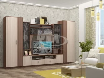 Классическая стенка в гостиную Женева 01 Шимо темный-светлый