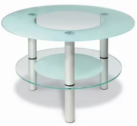 Стол журнальный Кристалл 3 Алюминий/прозрачное