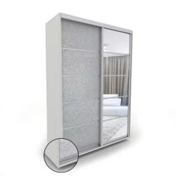 Шкаф-купе серый Акцент-Квадро КЛ 1400х600 Выбеленное дерево