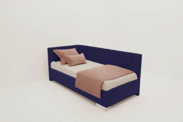 ДЕТСКАЯ МЯГКАЯ ИНТЕРЬЕРНАЯ КРОВАТЬ ТЕРРА С ОРТОПЕДИЧЕСКИМ ОСНОВАНИЕМ (BERHOUSE) Цвет фасада: Синий; Материал фасада: Металл/Велюр; Спальное место: 800х2000 мм
